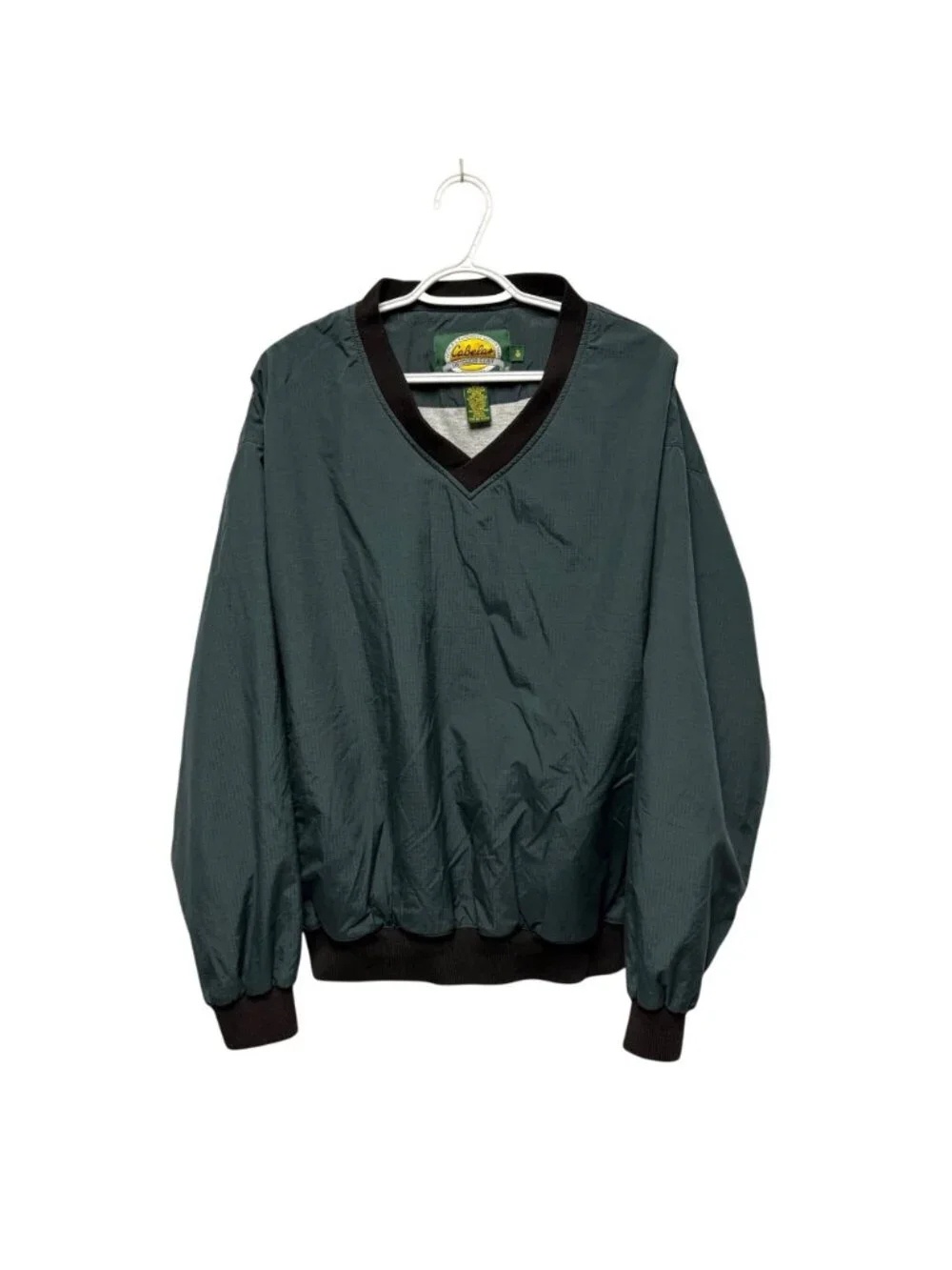 Cabelas Mens XL Green Nylon V Neck Pullover Windbreaker Outdoor Jacket 920919